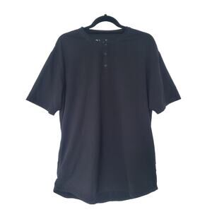 BYLT Mens Drop Cut Henley Lux Short Sleeve Shirt Size XL Black Workout Gym